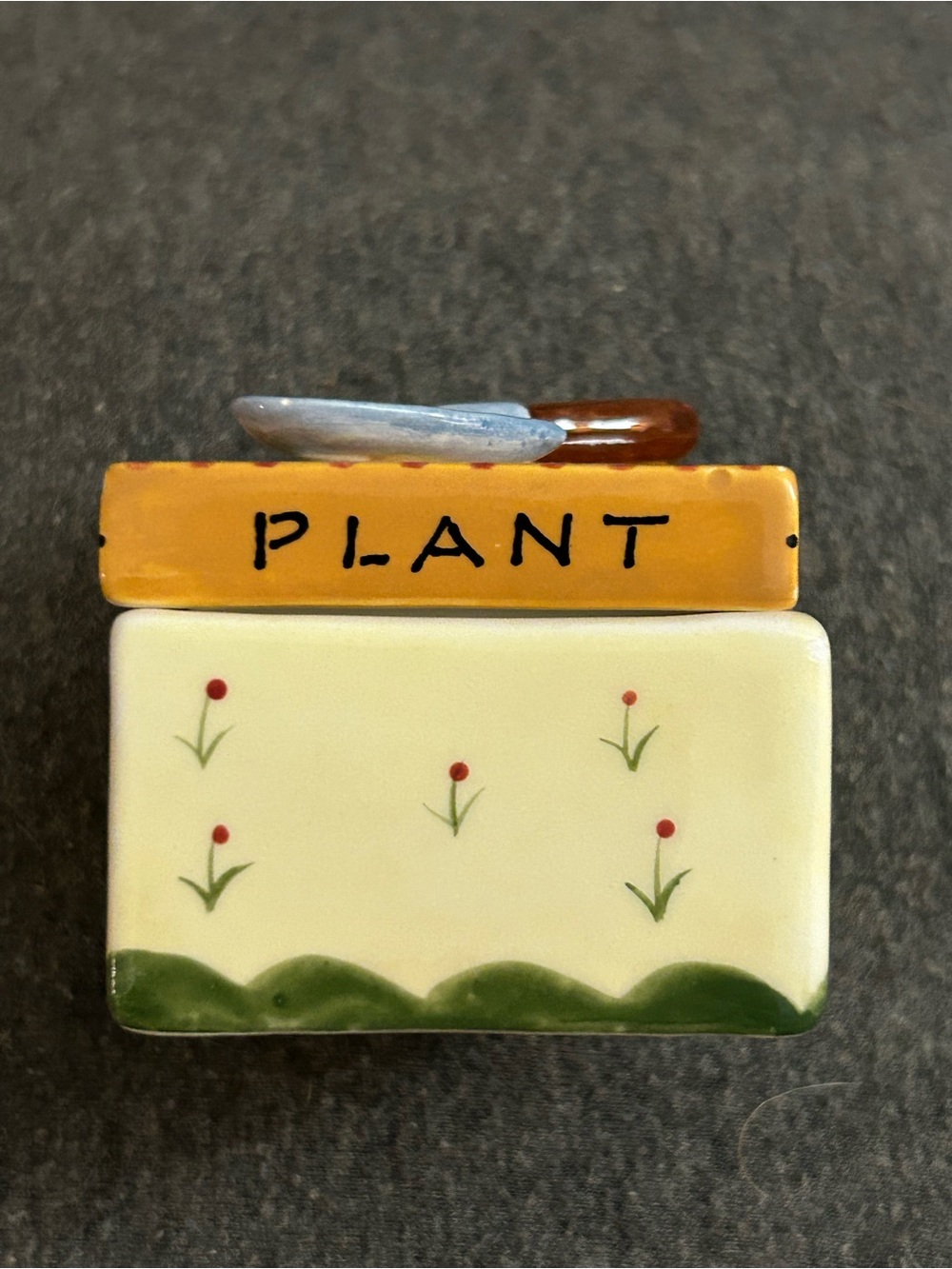Vintage 1997 Ceramic Plant Trinket Box by Pelzman Designs